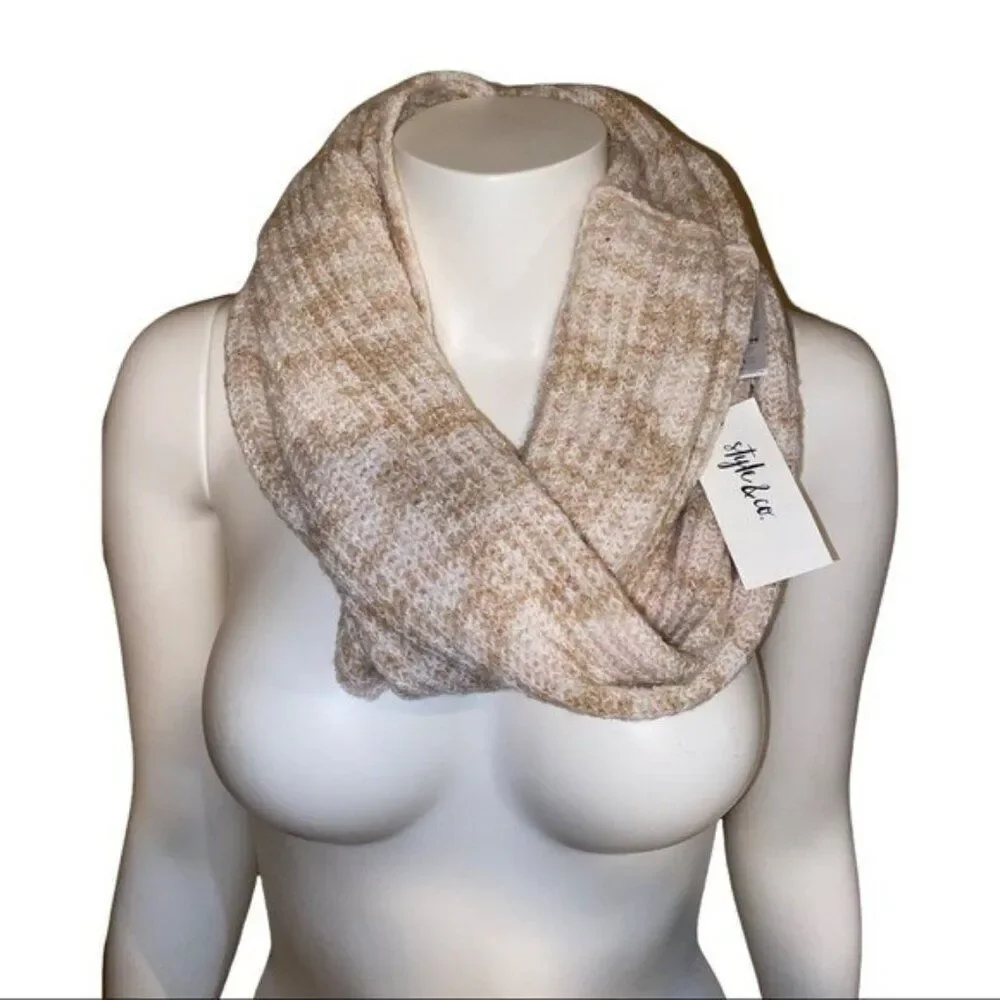 Style & Co Blush Pink Rib Marled Loop Infinity Scarf Women's One Size NWT